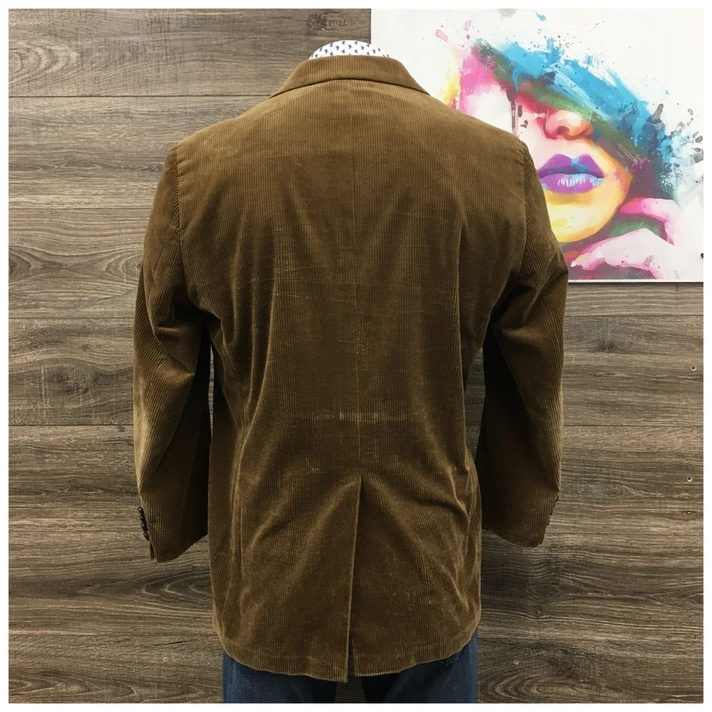 BROOKS BROTHERS Mens Corduroy Blazer‎ Sport Coat Casual Jacket 44L Suit (SPOTS)